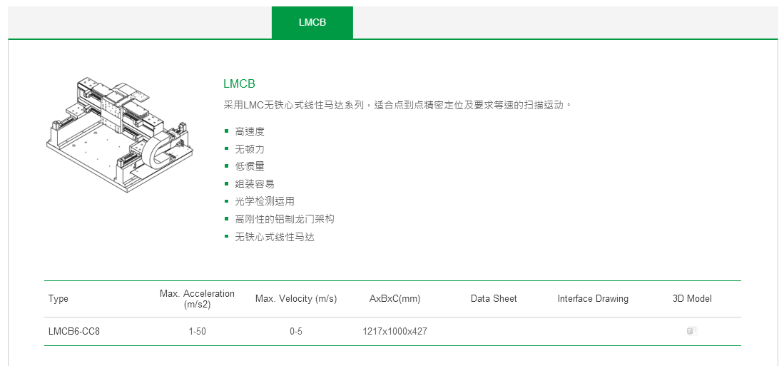 標(biāo)準(zhǔn)  LMCB上銀直線電機(jī)龍門架位平臺