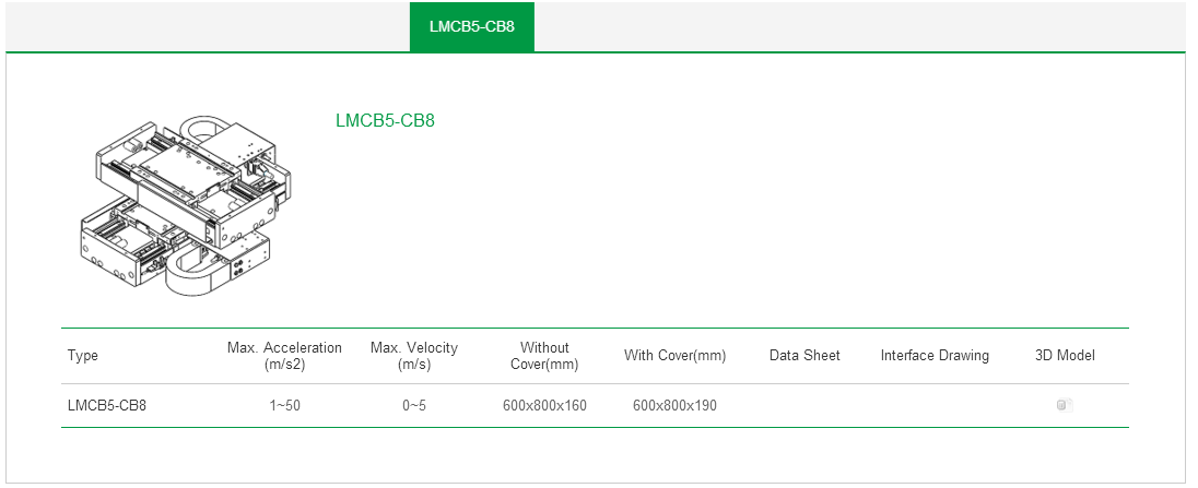 標(biāo)準(zhǔn)LMCB5-CB8上銀直線電機(jī)雙軸定位平臺